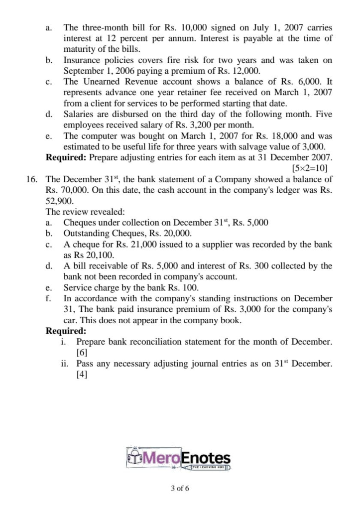 BBA, BBA-BI, BBA -IT, BCIS PU Financial Accounting I Question Paper 2024