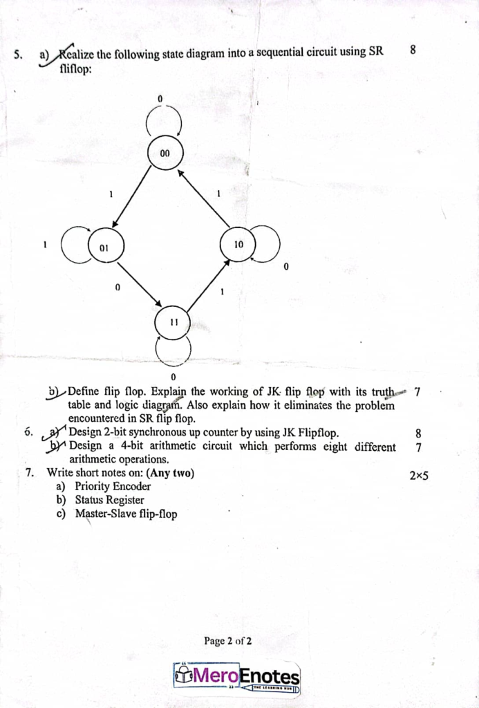 PU BE Computer Digital Logic Question paper 1st Sem (2023 Fall)