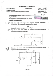 PU BE Computer Basic Electrical Engineering Question paper 1st Semester ...