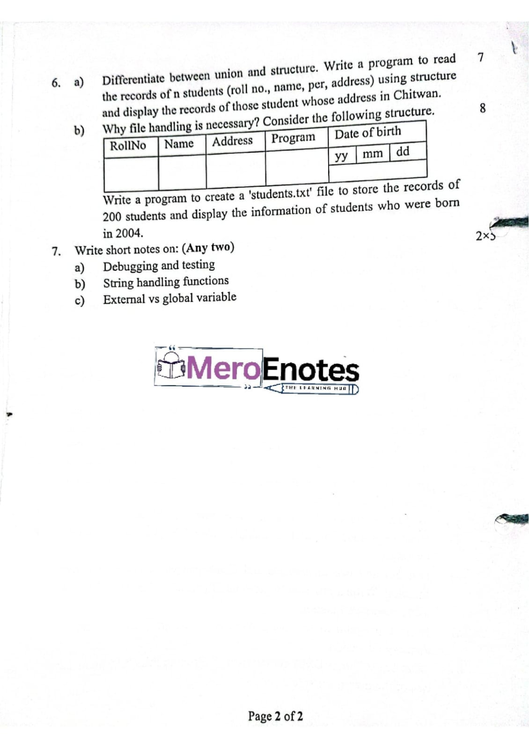 PU BE Computer Programming In C Question paper 1st Semester - Mero Enotes