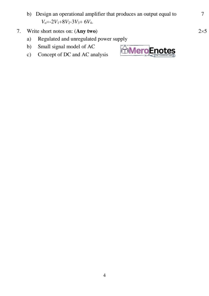 PU BE Computer Electronic Device and Circuits Question paper 1st Semester