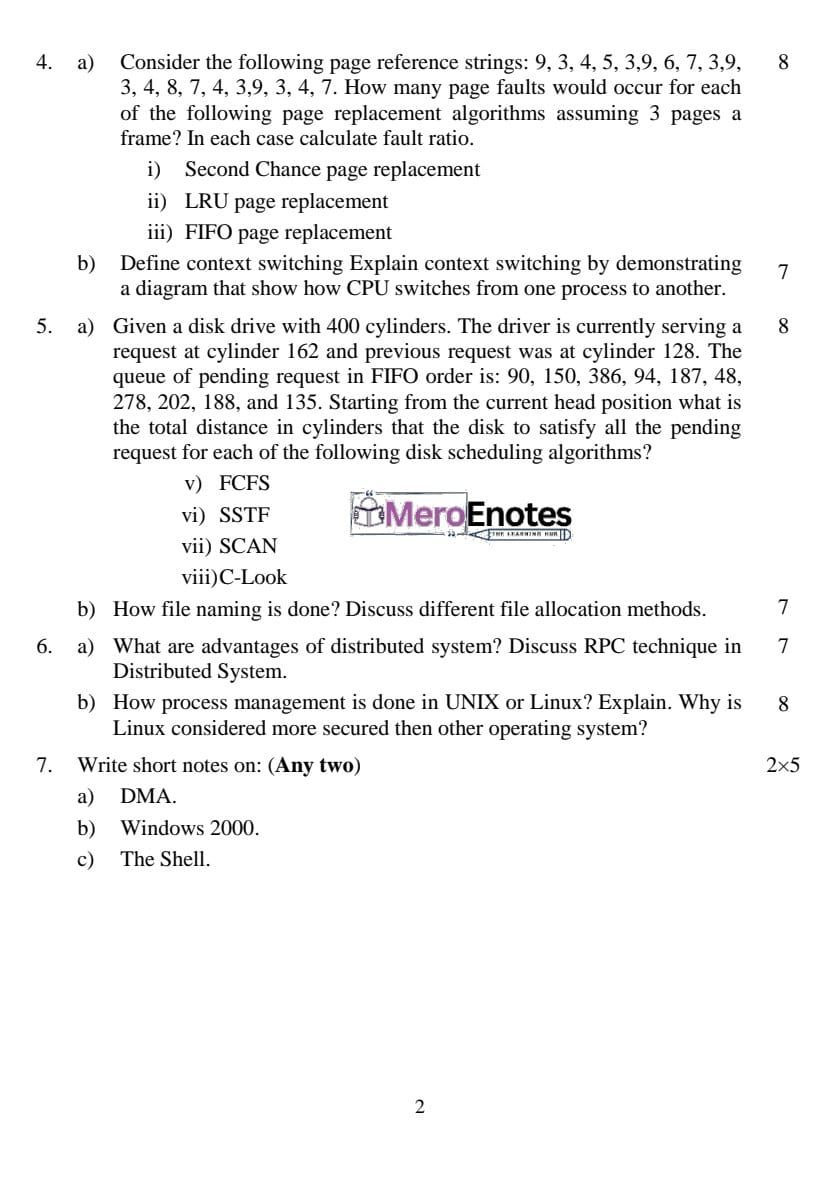 PU BE Computer Operating System Question paper 3rd Sem - Mero Enotes