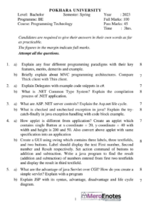 PU BE Computer Advance Programming with JAVA Question paper 4th Sem ...
