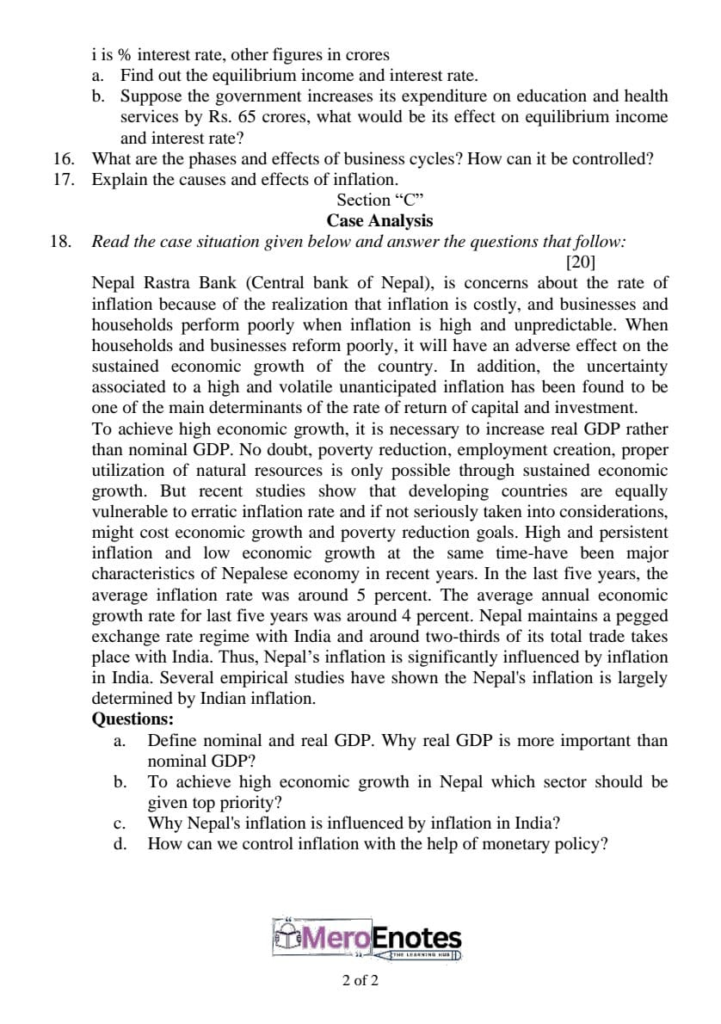 PU BBA BBA-IT BBA-TT BCIS BHCM Introductory Macroeconomics Question Paper