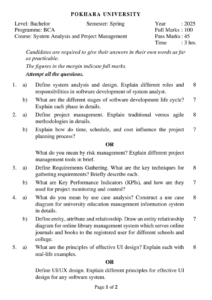 Pokhara University PU BCA SAD Question Paper 3rd Semester - Mero Enotes