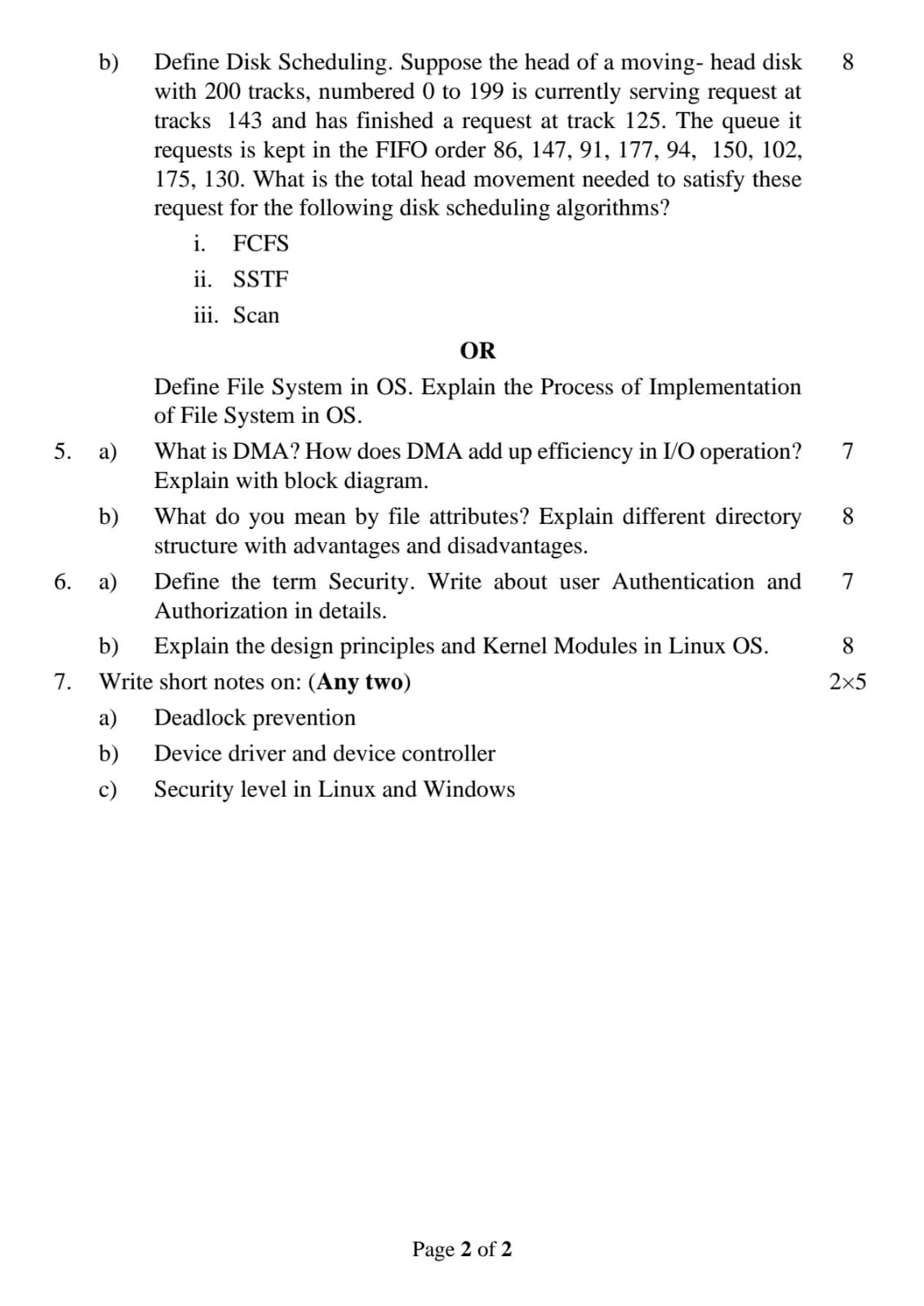 Pokhara University PU BCA Operating System Question Paper 3rd Semester ...