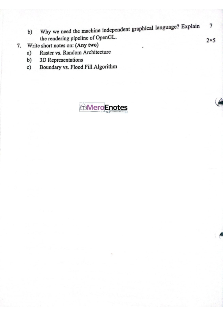 PU BE Computer Computer Graphics Question paper 3rd Sem