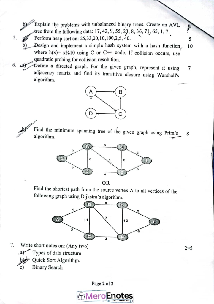 PU BE Computer Data Structure and Algorithms Question paper 2nd Sem (2024 Fall)