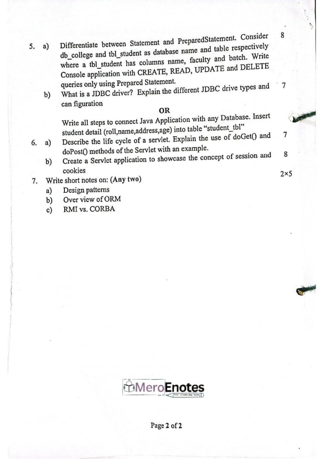 PU BE Computer Advance Programming with JAVA Question paper 4th Sem ...