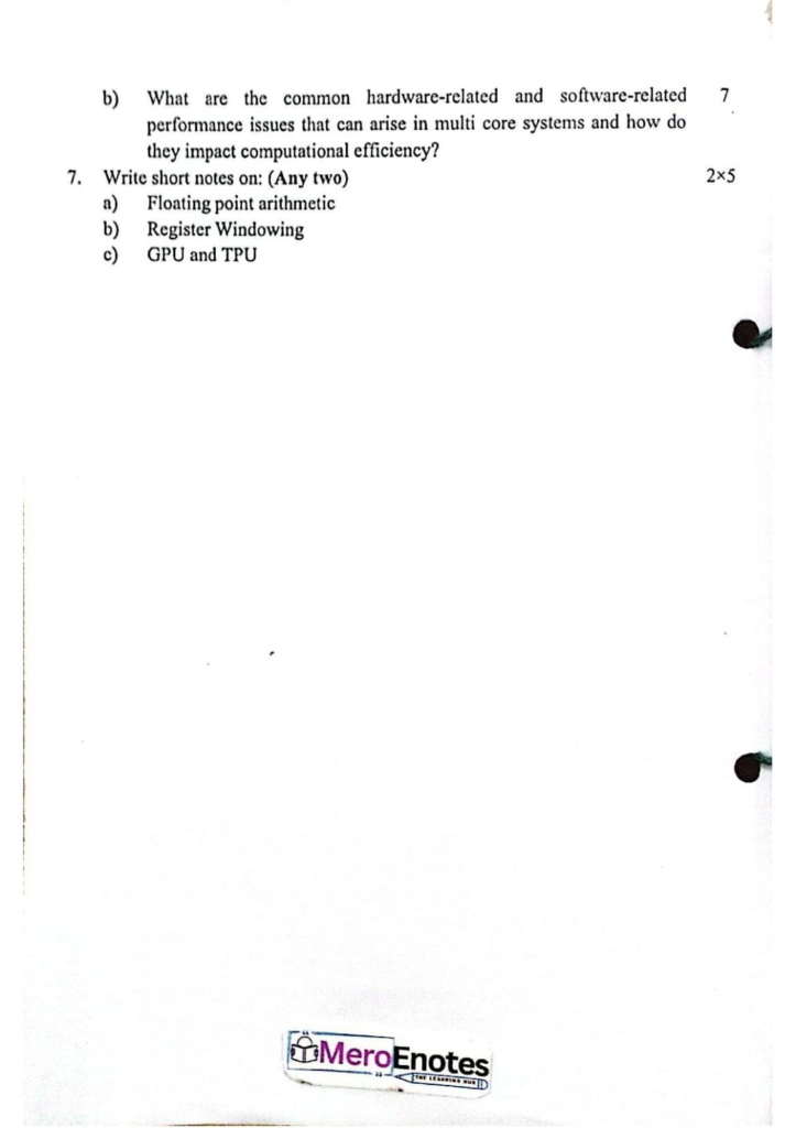 PU BE Computer Computer Architecture Question paper 4th Sem