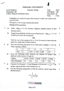PU BE Computer Numerical Methods Question paper 4th Sem - Mero Enotes
