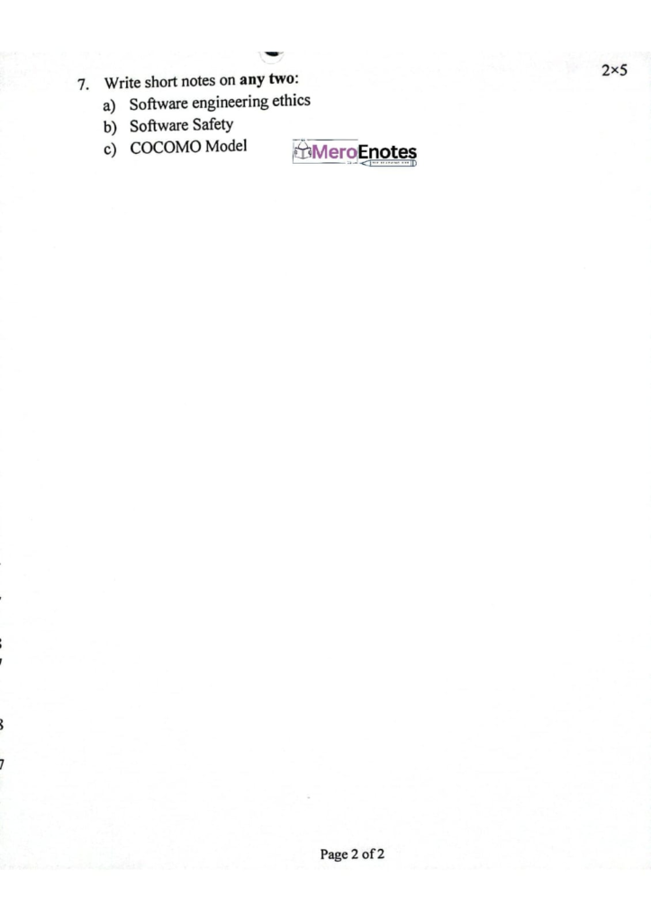 Pokhara University PU BCA Software Engineering Question Paper 5th Semester