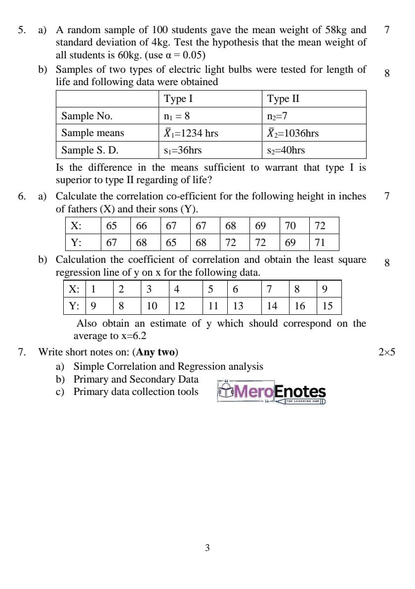 Pokhara University PU BCA Probability & Statistics Question Paper 4th ...