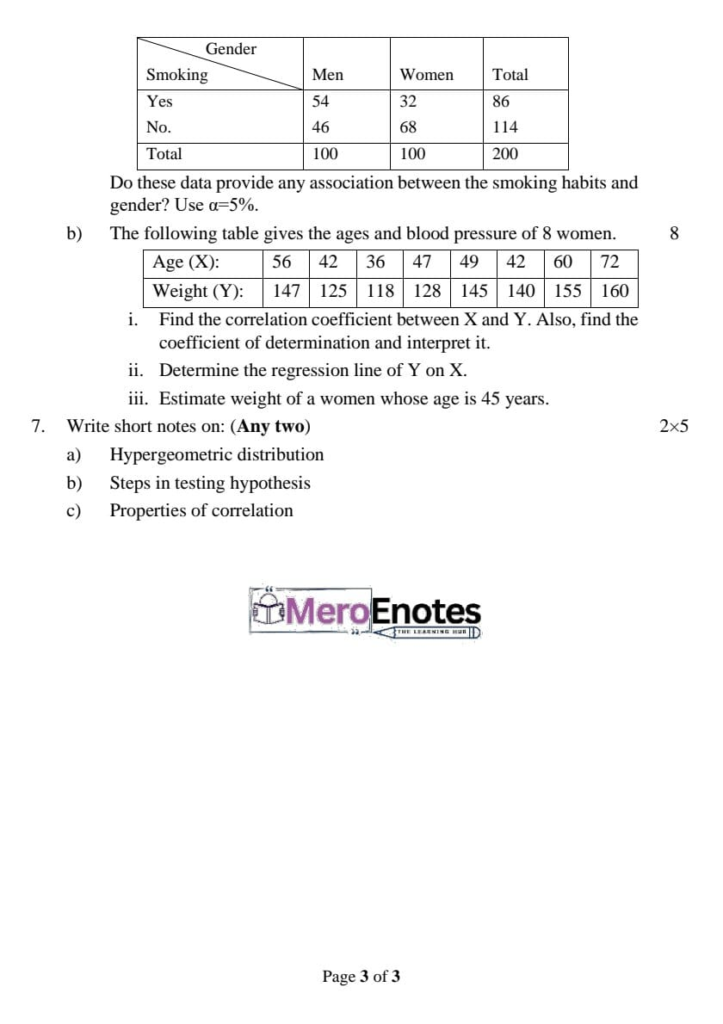 PU BE Computer Probability and Statistics Question paper 5th Semester