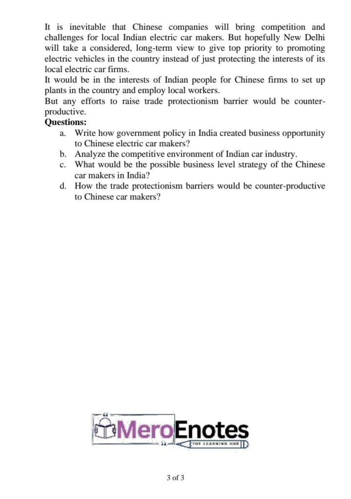 PU BBA Strategic Management Question paper 8th Semester