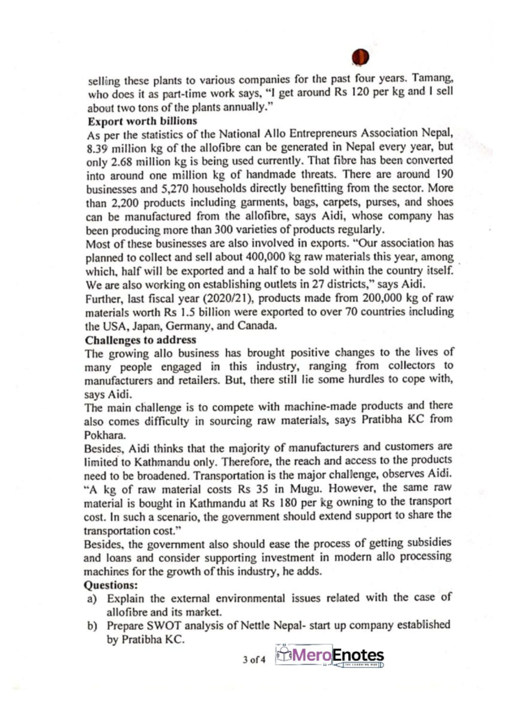 PU BBA Strategic Management Question paper 8th Semester