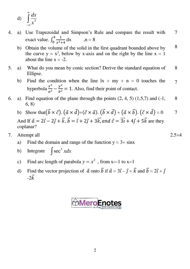 PU BE Civil Engineering Mathematics I Question paper 1st Semester