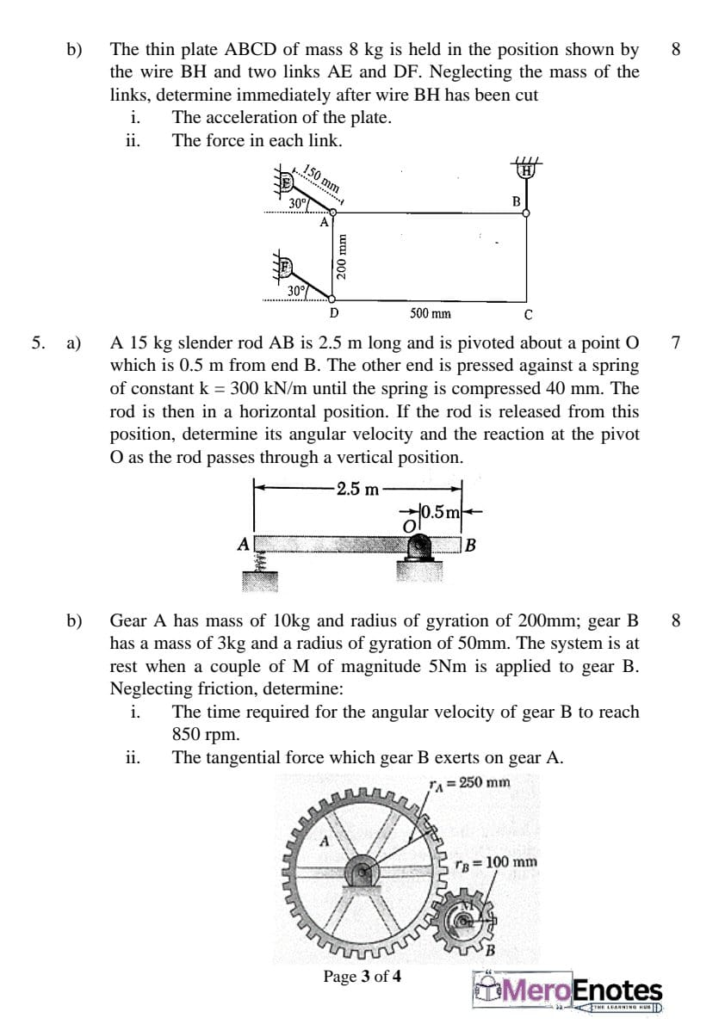 PU BE Civil Applied Mechanics II Question paper 3rd Semester