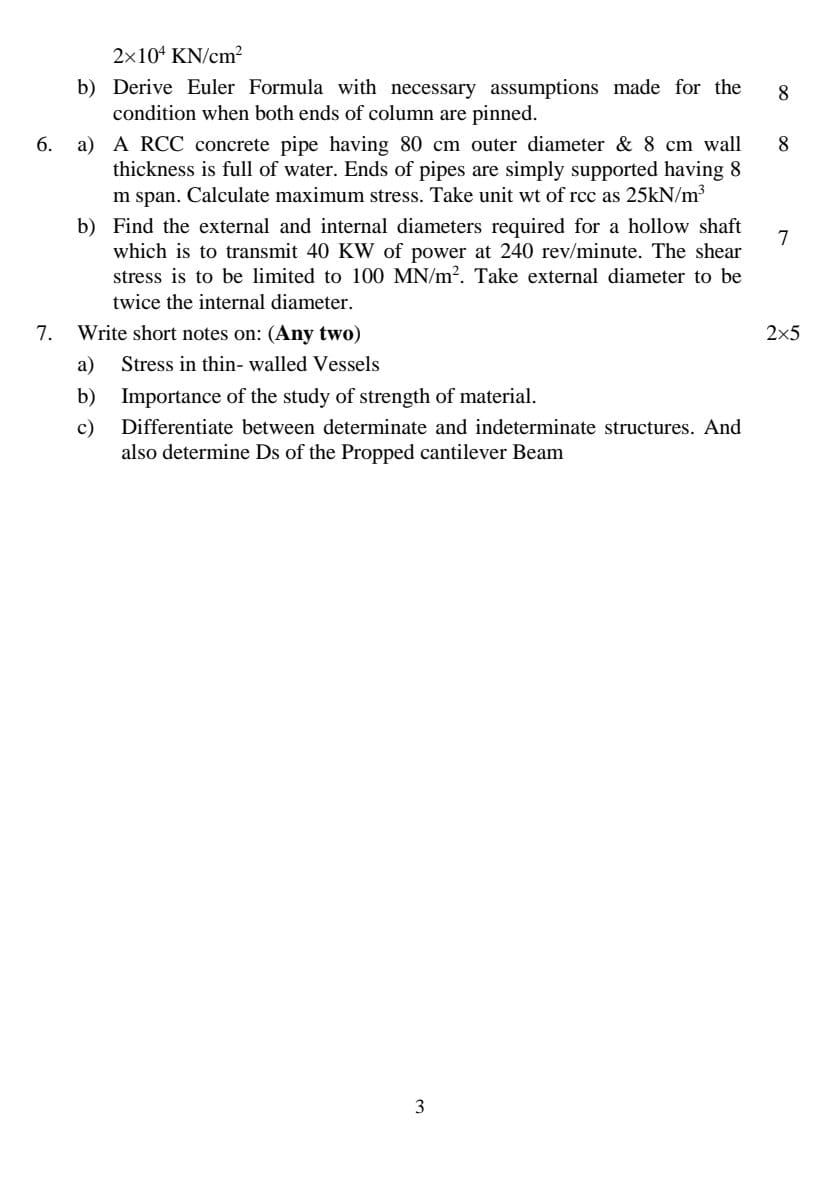 PU BE Civil Strength of Materials Question paper 3rd Semester - Mero Enotes