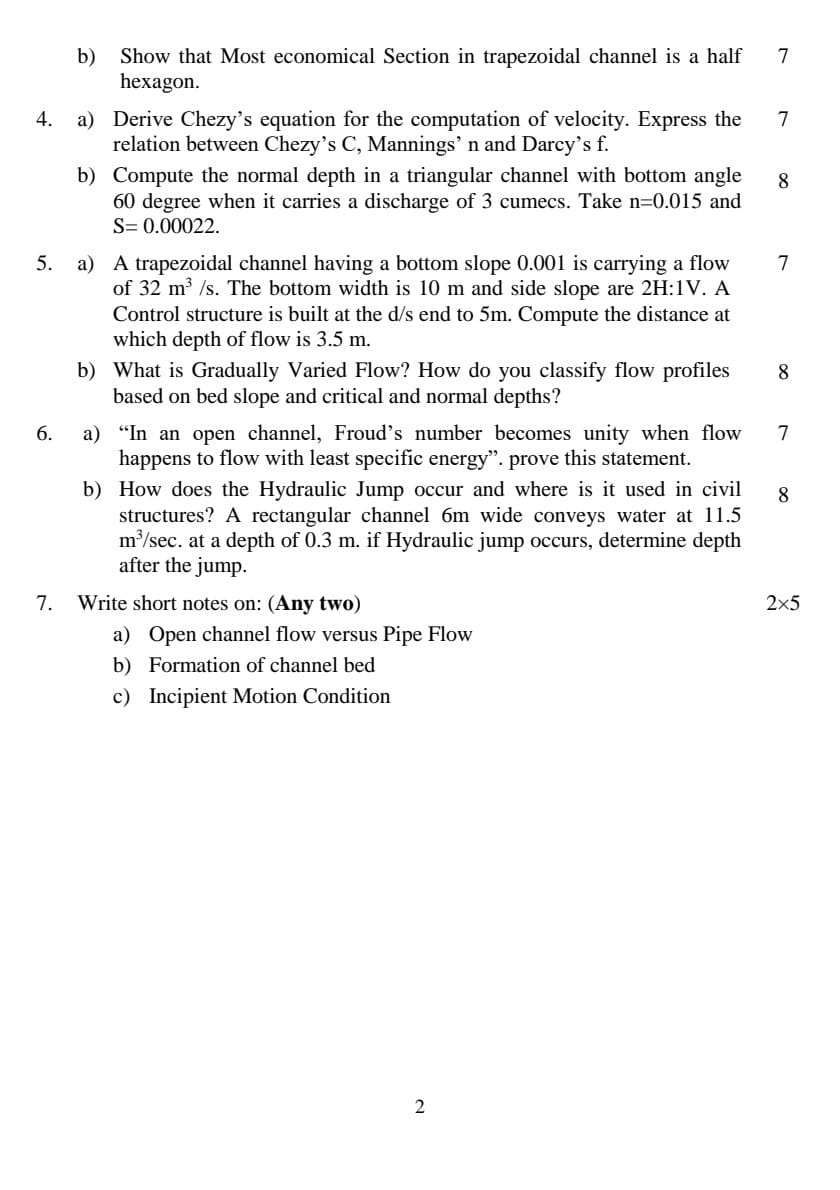 PU BE Civil Hydraulics Question paper 4th Semester - Mero Enotes