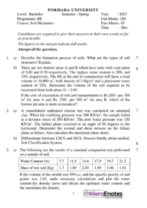 PU BE Civil Soil Mechanics Question paper 5th Semester - Mero Enotes