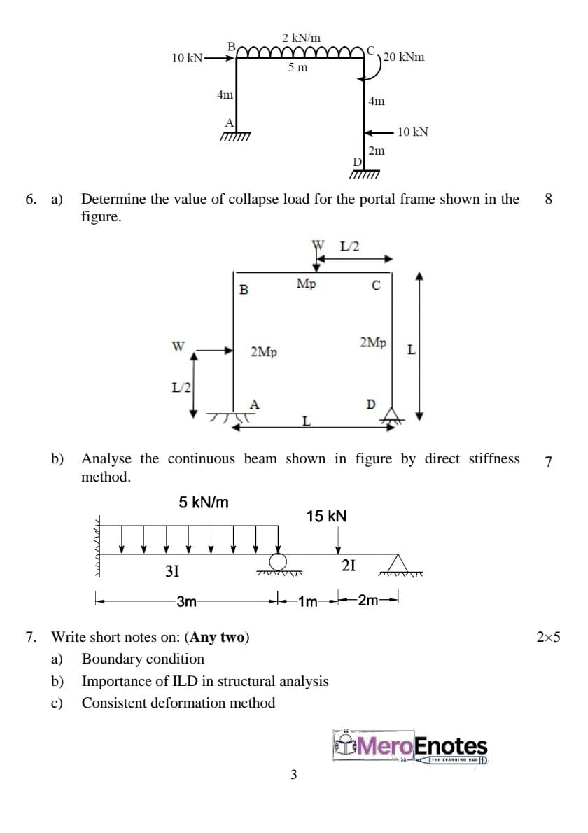PU BE Civil Structural Analysis II Question paper 5th Semester - Mero ...