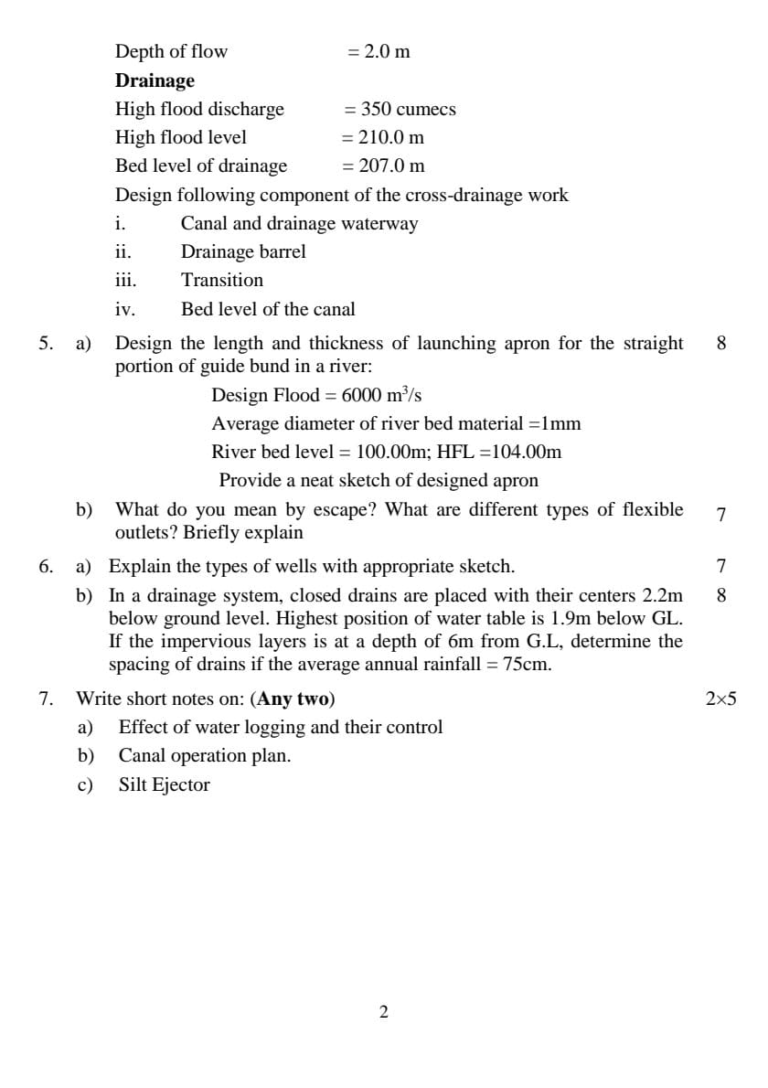 PU BE Civil Irrigation Engineering Question paper 6th Semester - Mero ...