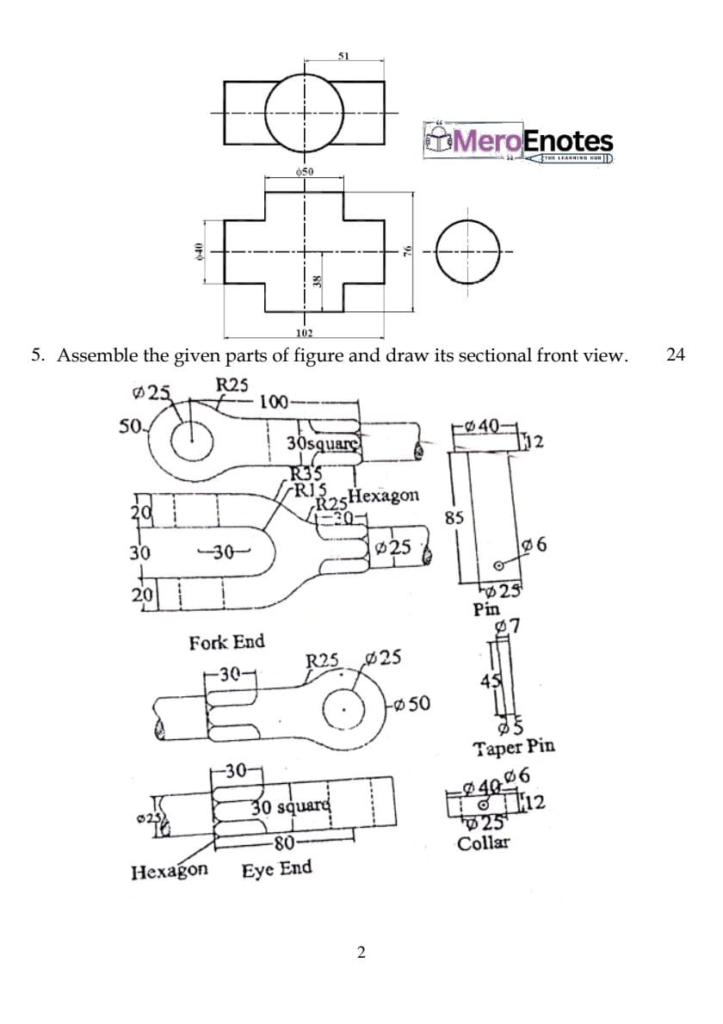 Pokhara University PU BE Civil Engineering Drawing Question Paper 1st Semester