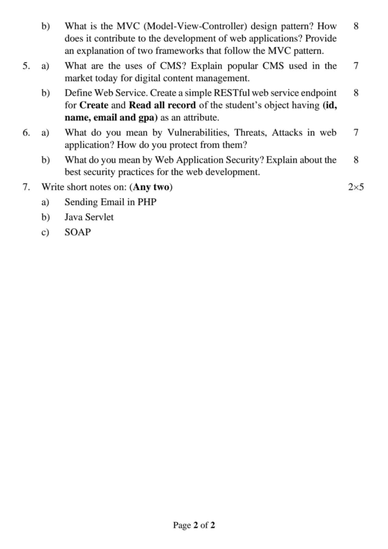 Pokhara University PU BCA Web Technology II Question Paper 4th Semester ...