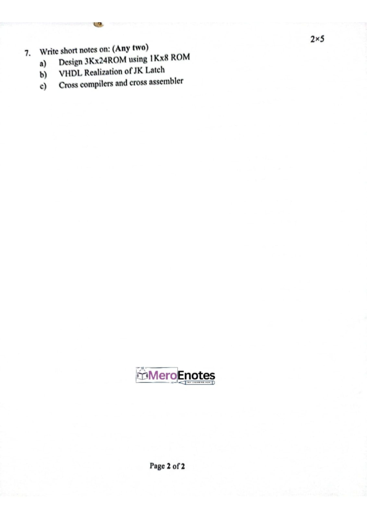 PU BE Computer Embedded System Question paper 5th Semester