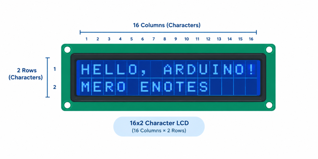 LCD character grid concept (16x2 layout)